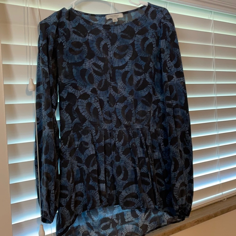 Black and blue patterned blouse - made in Italy